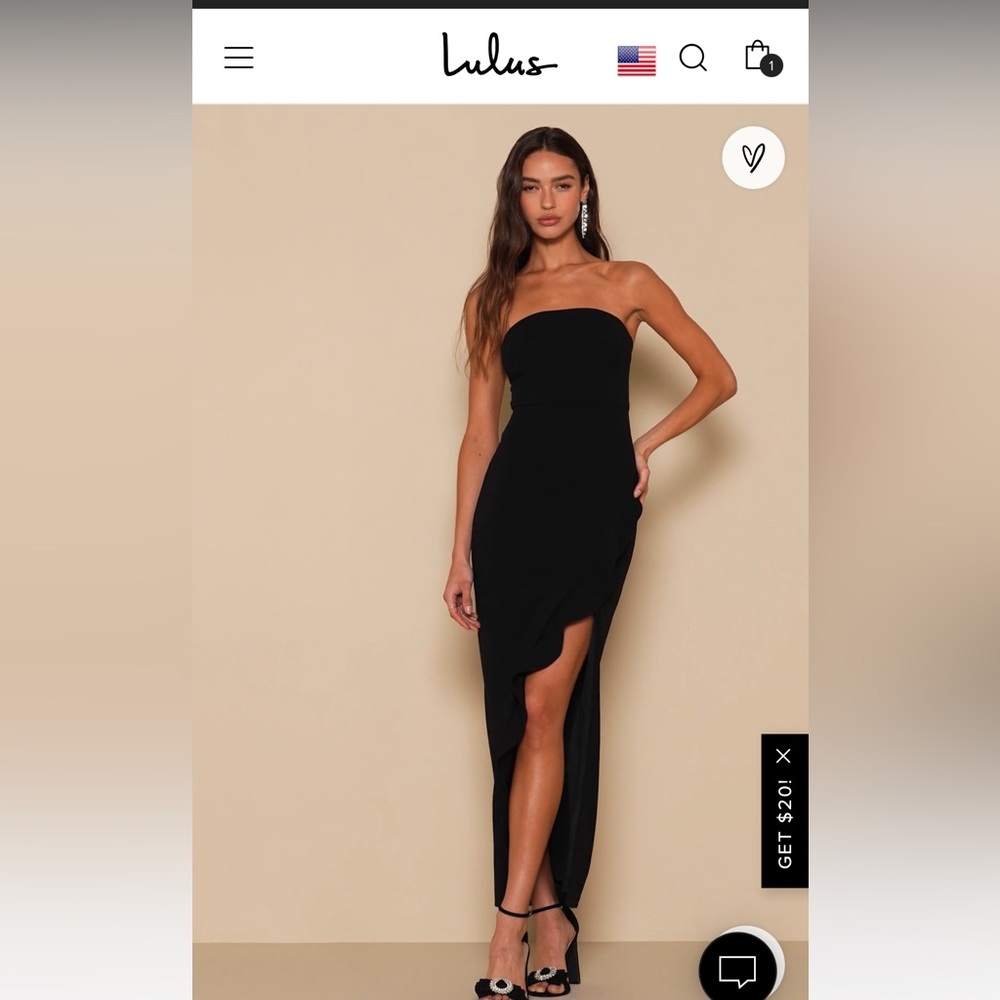 Lulu’s After Hours Black Strapless Ruffled Dress
